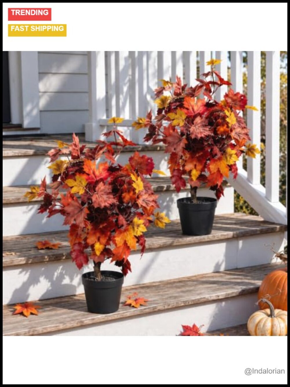 2 Pcs Artificial Maple Trees 2ft Fall Porch Decor Indoor Outdoor